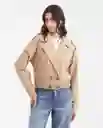 Chaqueta Crop Trench Coat Café Rubio Medio Talla M Chevignon