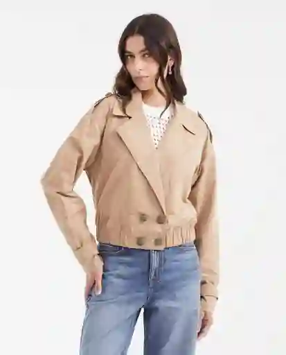 Chaqueta Crop Trench Coat Café Rubio Medio Talla M Chevignon