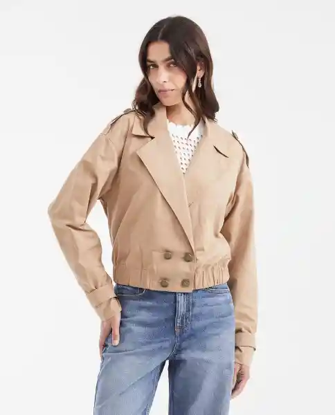 Chaqueta Crop Trench Coat Café Rubio Medio Talla M Chevignon