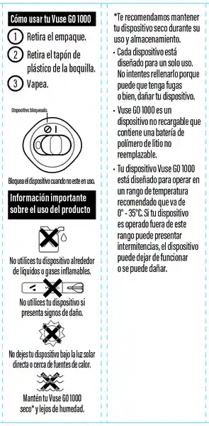Vapeador Vuse GO 1000 Grape Ice