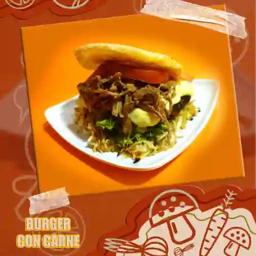 Arepa Burger Doble Carne y Pollo