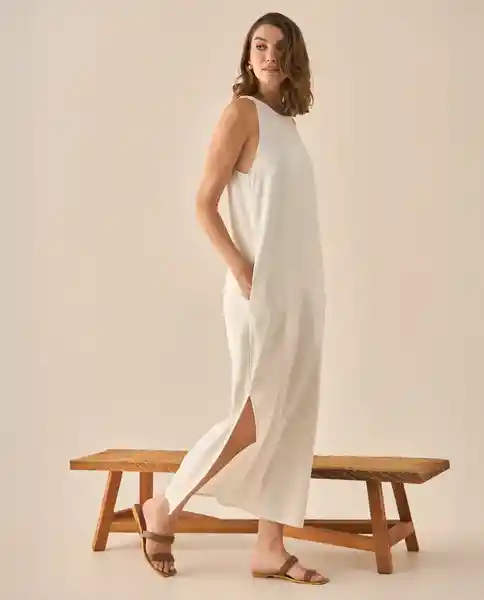 Vestido Crudo Novia Claro Talla L 493G007 Esprit