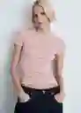 Camiseta Belmonte Rosa Pastel Talla M Mujer Mango