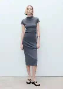 Vestido Carrot Gris Talla S Mujer Mango