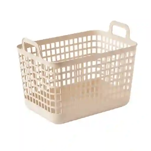 Organizador Plástico Almacenamiento Sin Tapa Beige L Miniso