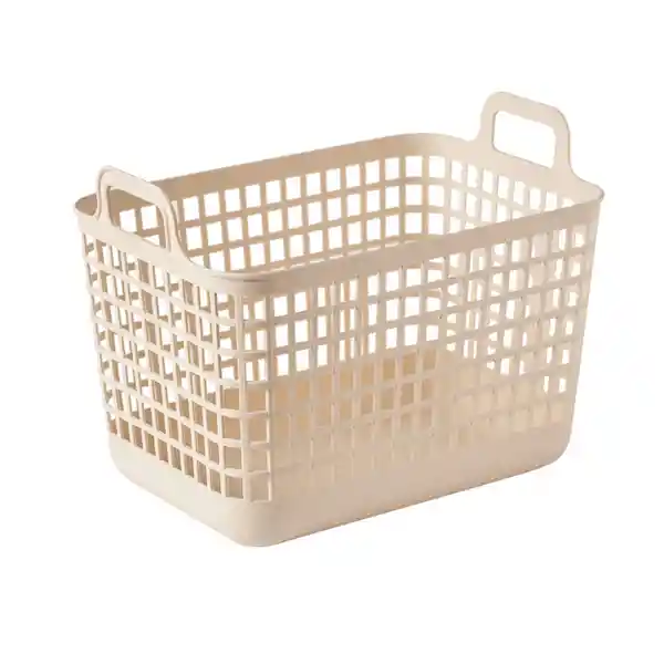 Organizador Plástico Almacenamiento Sin Tapa Beige L Miniso