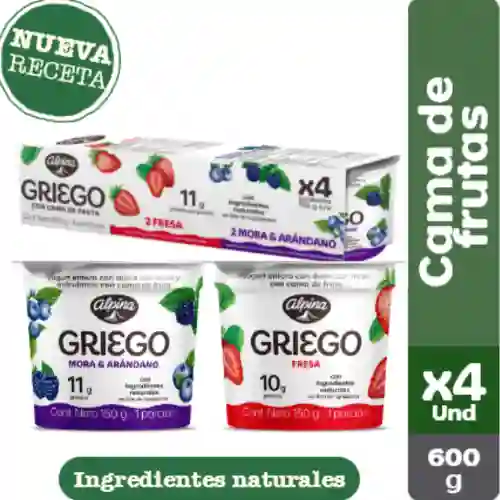Yogurt Griego Cama de Frutas X4