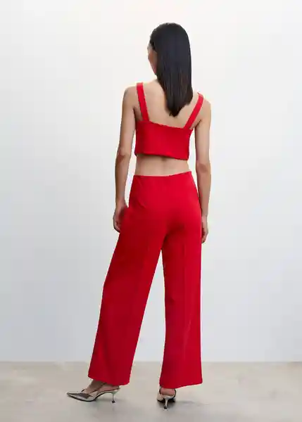 Pantalón Gofre-H Rojo Talla M Mujer Mango