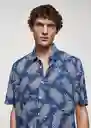 Camisa Pine-H Azul Talla M Hombre Mango