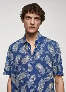 Camisa Pine-H Azul Talla M Hombre Mango