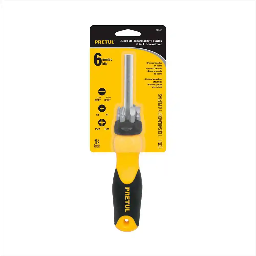 Pretul Destornillador Con 6 Puntas Intercambiables