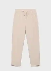 Pantalón Fluido Beige Talla L Mujer Mango
