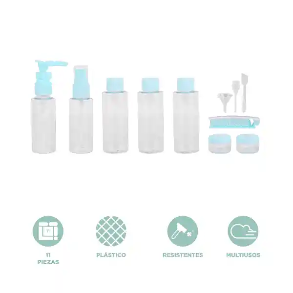 Kit de Botellas de Viaje Azul Miniso