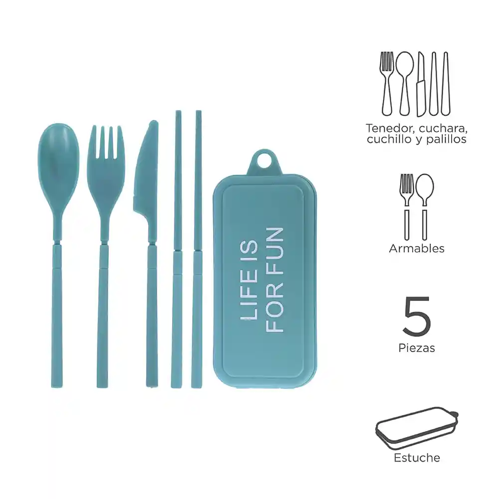 Miniso Kit de Cubiertos de Plástico Desarmables Verde