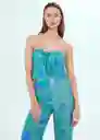 Top Sunset Turquesa Talla L Mujer Mango