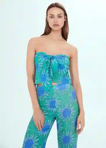 Top Sunset Turquesa Talla L Mujer Mango