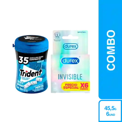Combo Trident Menta Botella + Condón Durex Invisible 6 Und