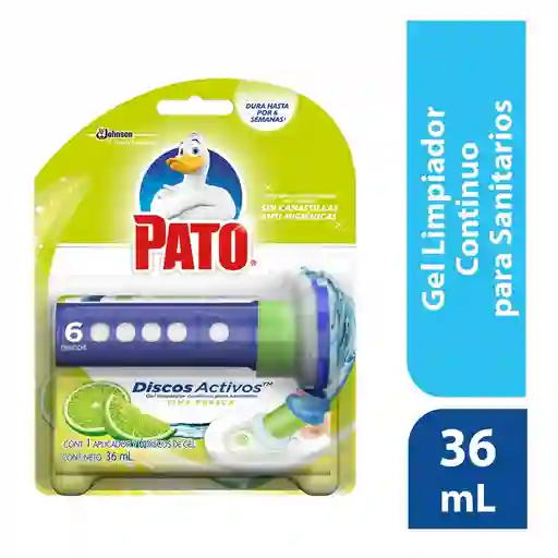Pato Limpiador Baños Discos Activos Cítrico 36 ml con un aplicador