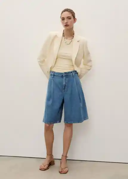 Bermuda Carlo Tejano Medio Talla 38 Mujer Mango