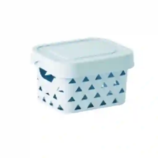 Cesta de Almacenamiento Pequeña Con Tapa Serie Azul Miniso