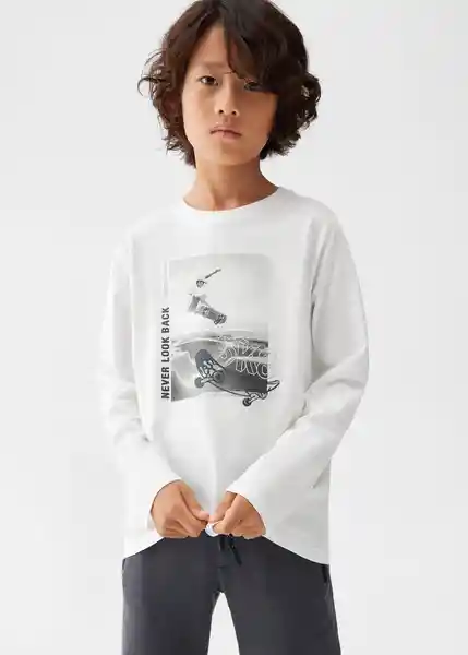 Camiseta Fototext Offwhite Talla 12 Niños Mango