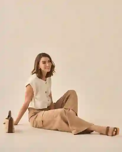 Pantalón Café Barro Medio Talla 10 433G013 Esprit