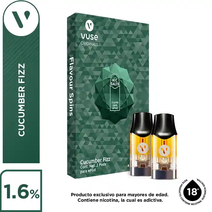 Capsula Vuse Cucumber Fizz 18 Mg Caja X 2Und