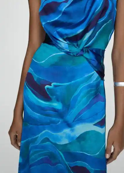 Vestido Marble-a Azul Talla L Mujer Mango