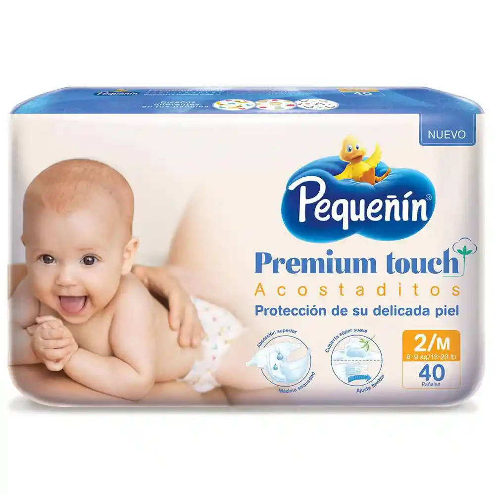 Pequeñín Pañales Premium Touch Hipoalergenico Etapa 2/M