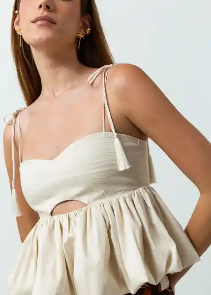 Camisa Cacao Mujer Crudo Marfil Claro Talla M 412G396 Naf Naf