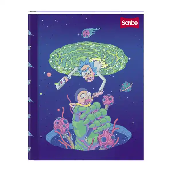 Cuaderno Cosido Pasta Dura Rayado Rick And Morty x 100 Hojas