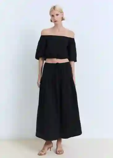 Blusa Kimolos Negro Talla M Mujer Mango
