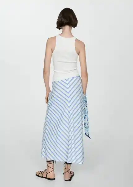 Falda Marina Blanco Talla 38 Mujer Mango