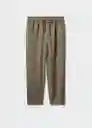 Pantalón Linen Khaki Talla S Mujer Mango