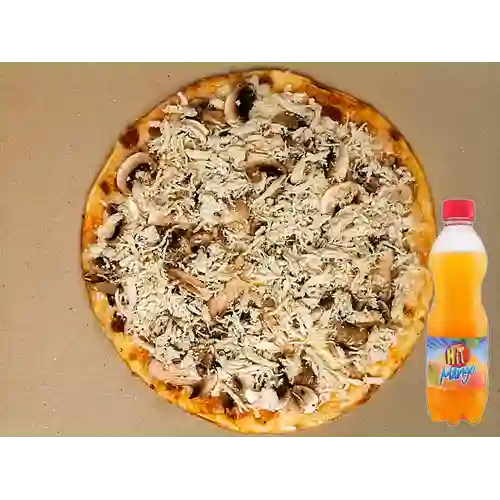 Combo Pizza Pollo Champiñones + Hit Mango 330 ml