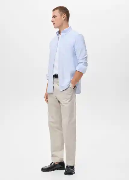 Camisa Oxford Celeste Talla M Hombre Mango