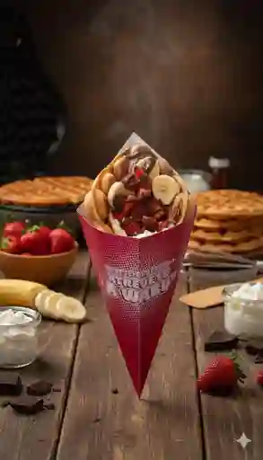 Waffle con Banano y Fresas