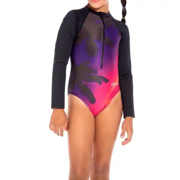 Speedo Vestido de Baño Manga Larga Femenina jr Sunset Talla 8