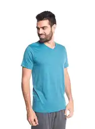 Camiseta Manga Corta Cuello en V Azul Petroleo Talla S Bronzini