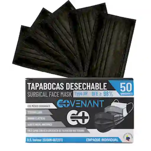 Covenant Tapabocas Desechables Negros