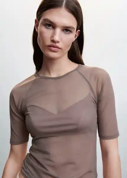 Camiseta Mana Nude Talla S Mujer Mango