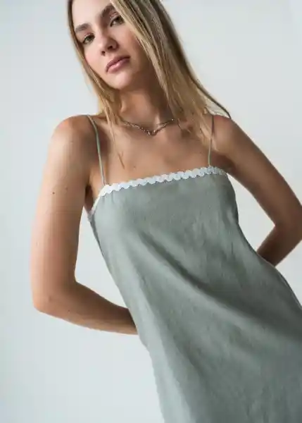 Vestido Liken Verde Calma Medio Talla M 472G377 Naf Naf
