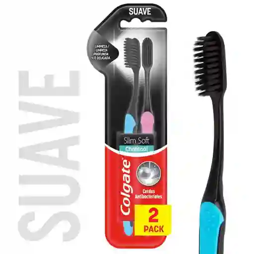 Cepillo de Dientes Colgate Slim Soft Carbón Suave x 2 Und