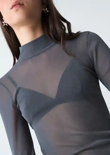 Camiseta Mujer Azul Plateado Medio Talla M 403G067 Naf Naf