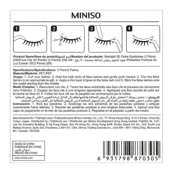 Miniso Pestañas Postizas 3D Par Starlight 09