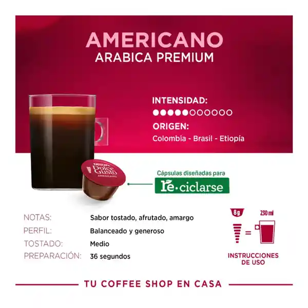 Nescafé-Dolce Gusto Café Americano en Cápsulas