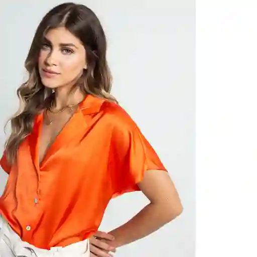 Camisa Camila Mujer Naranja Lirio Medio Talla M 012F348 Naf Naf