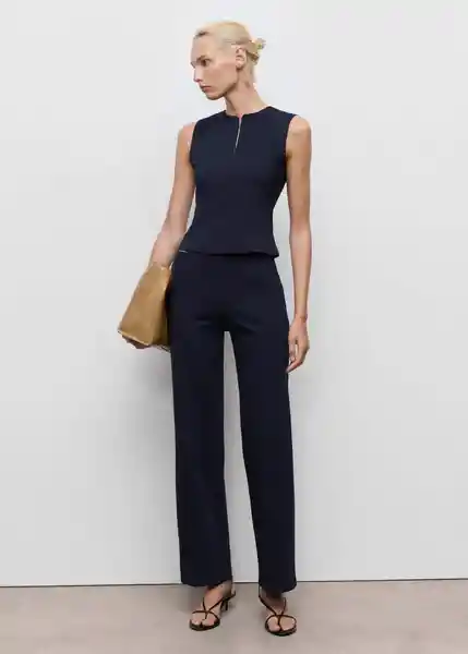 Top Brin Navy Talla L Mujer Mango