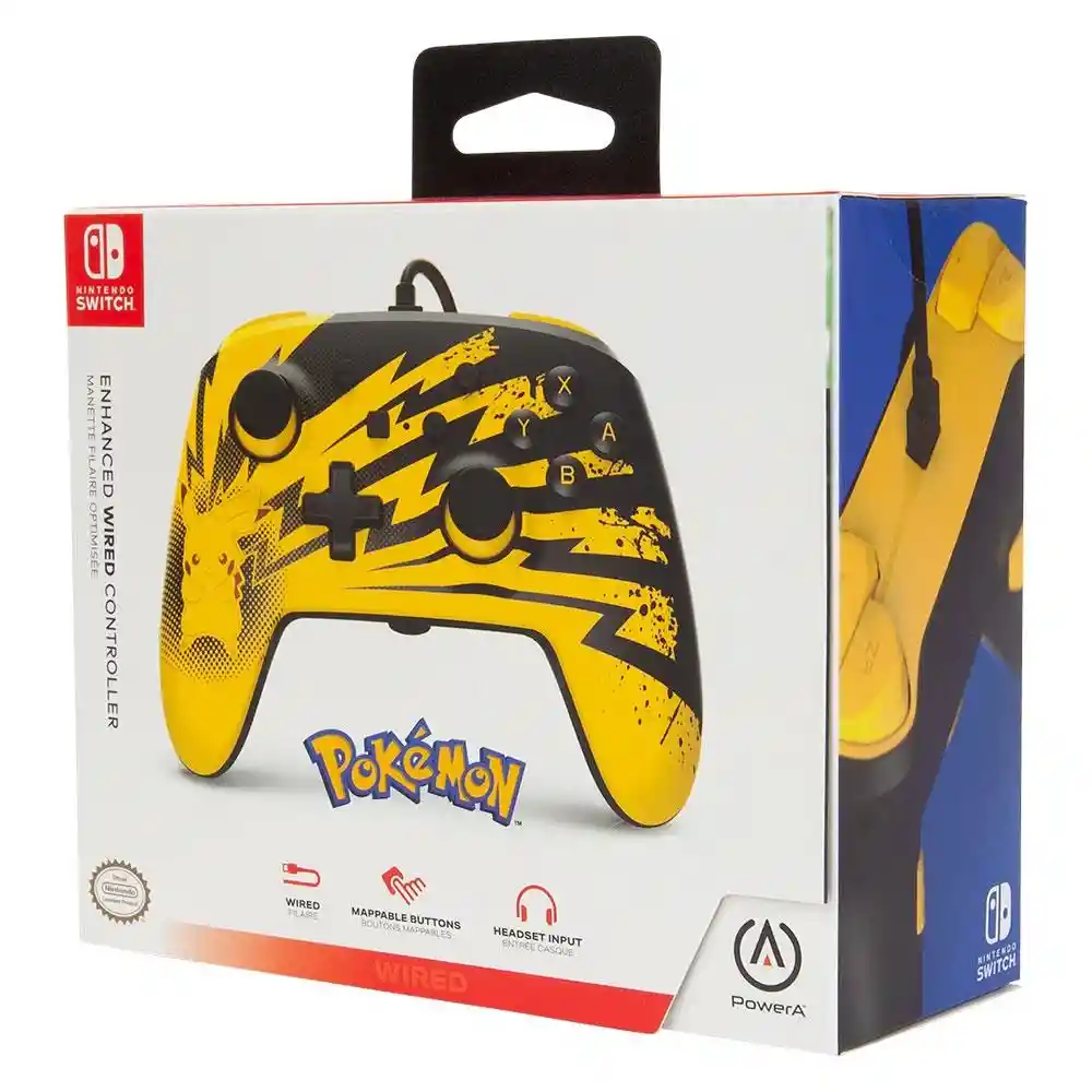 Nintendo Control Alámbrico Pokémon Pikachu Relámpago Switch