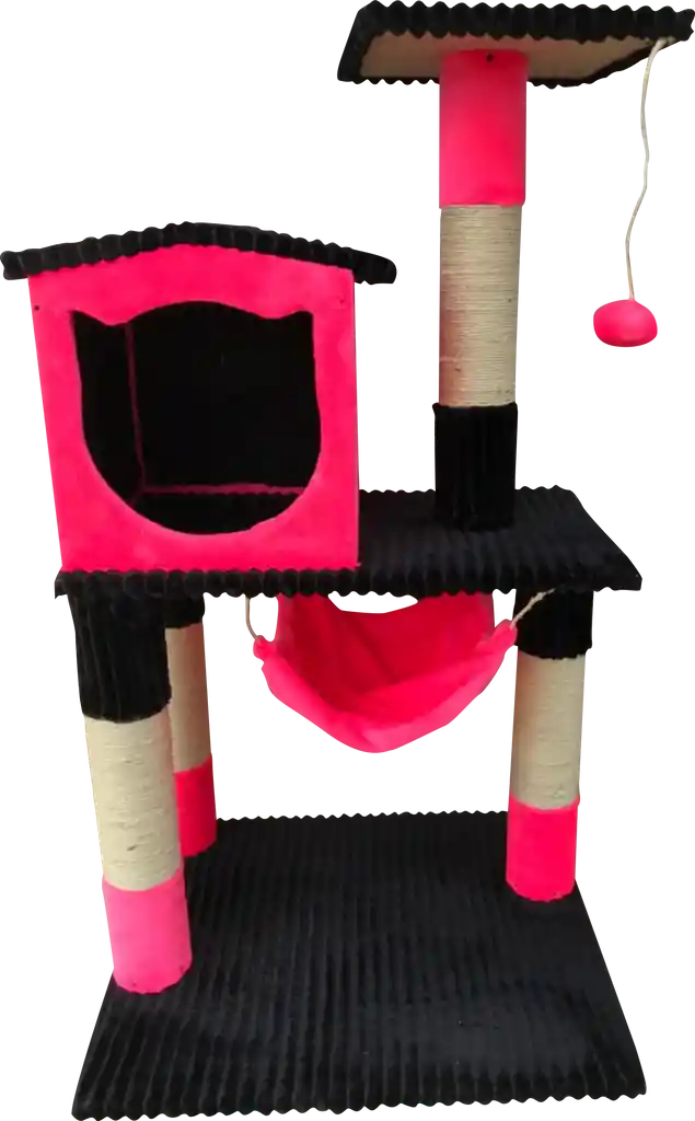 Gymsgroot Gimnasio Para Gato Con Casita Fucsia/Negro